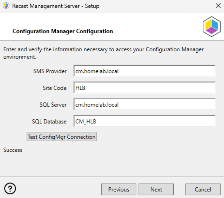 Installing Recast Management Server - ConfigMgr Configuration