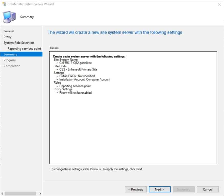 SCCM Reporting Services Point - Summary Node