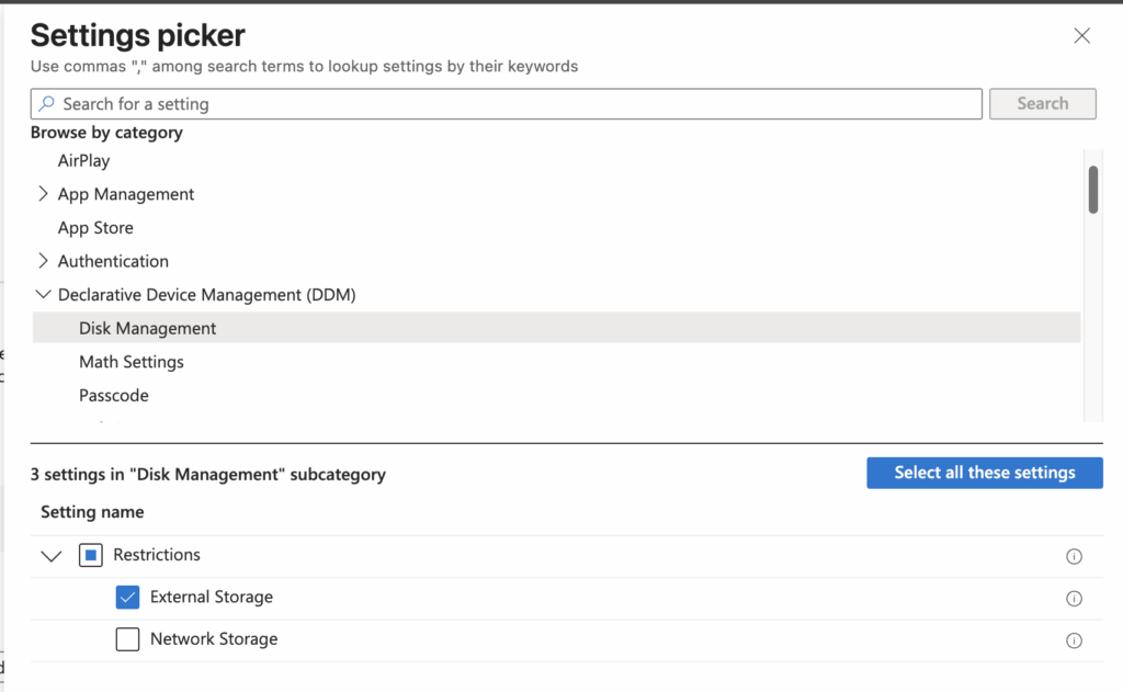 Settings Picker