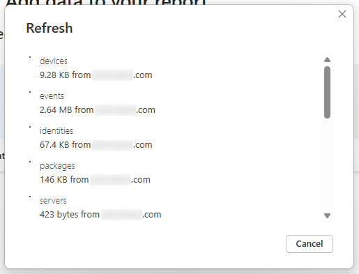Screenshot showing ODATA loading as part of demoing the Application Workspace PowerBI Reporting Template