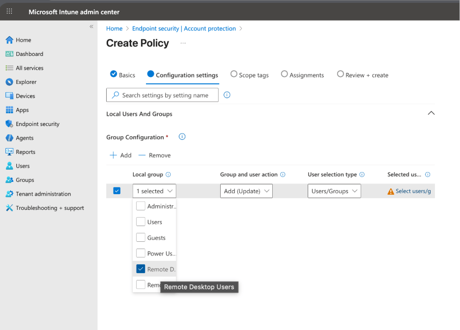 RDP Entra-Joined Devices - Remote Desktop Users Policy