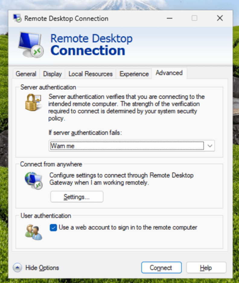 RDP Entra-Joined Devices - Use a Web Account RDP