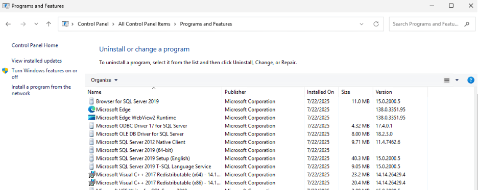Installing SQL - Verifying installation