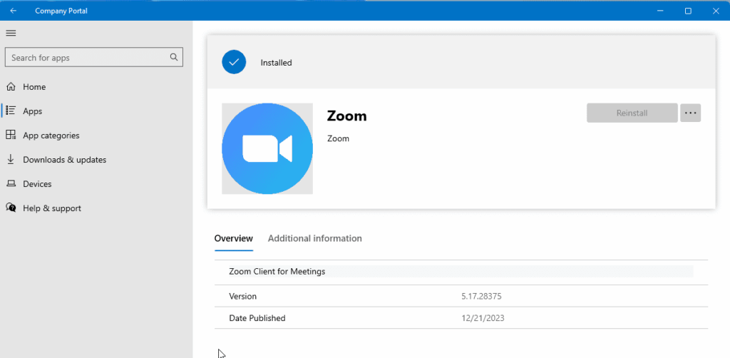 verify install of Zoom