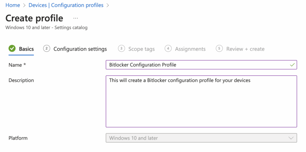 configure profile