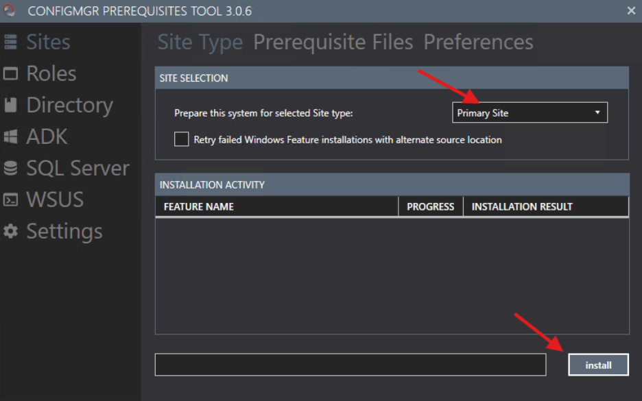 ConfigMgr Prerequisites - Site Selection