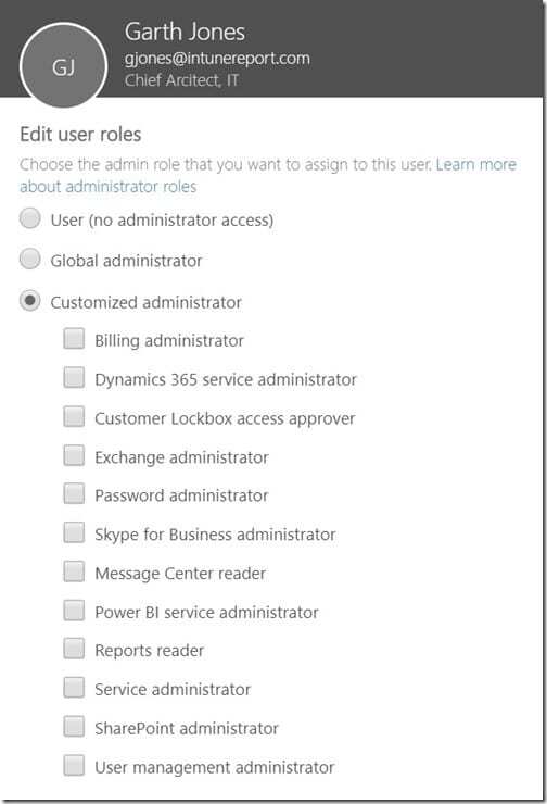 Intune Service Administrator - Office365 portal