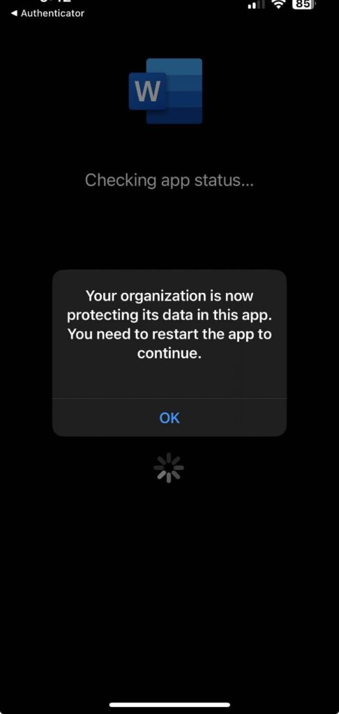 MAM for iOS Devices with Intune - policy closes app