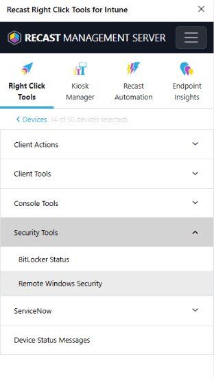 Multi-Device Actions - Tool Selection