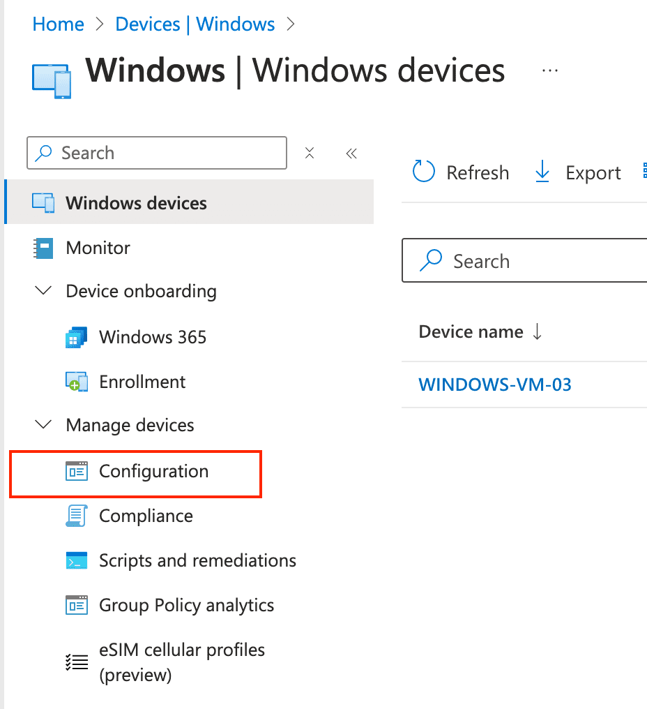 Windows Devices Configuration