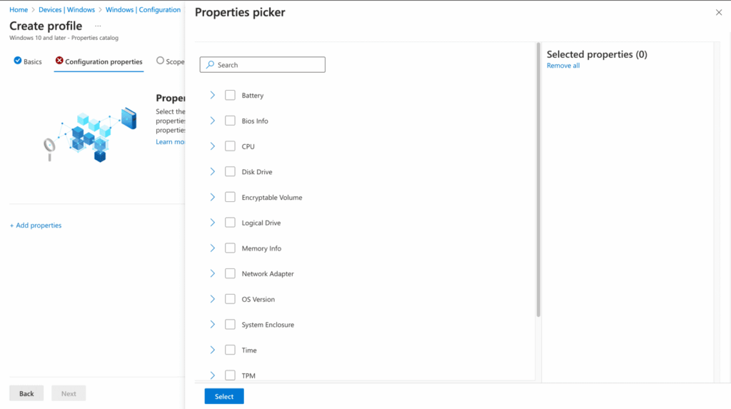 Device Hardware Inventory - Properties List