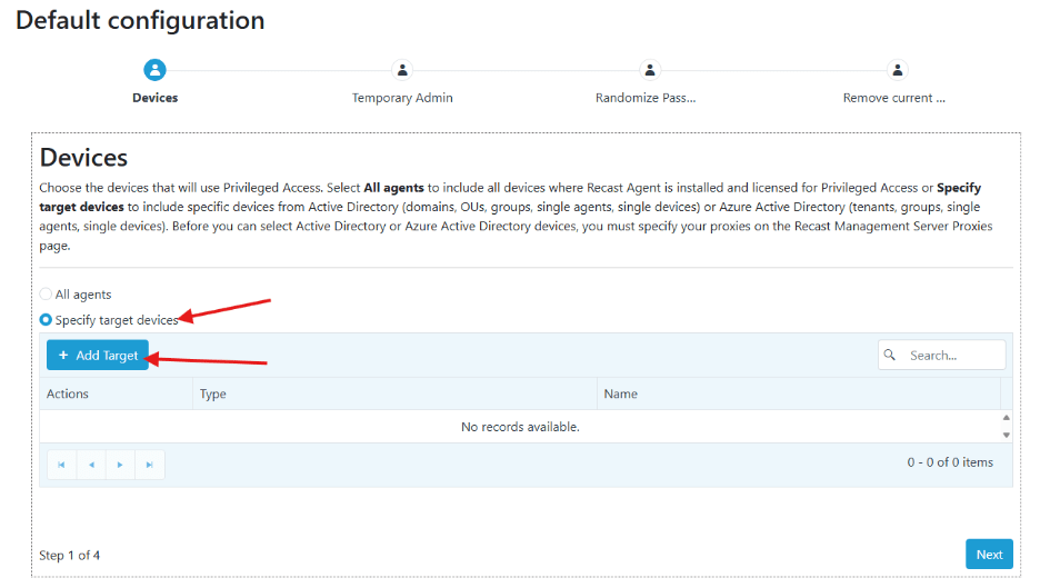 Privileged Access - Target Device Configuration