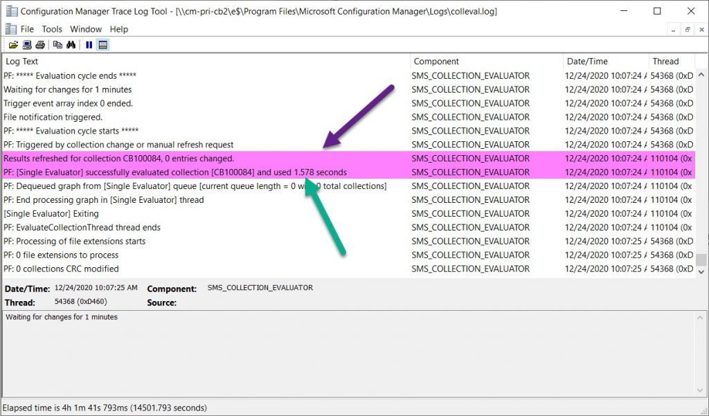 Collection Evaluation Viewer - Log Text