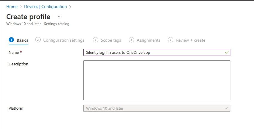 Enable Known Folder Move with Intune - name and description