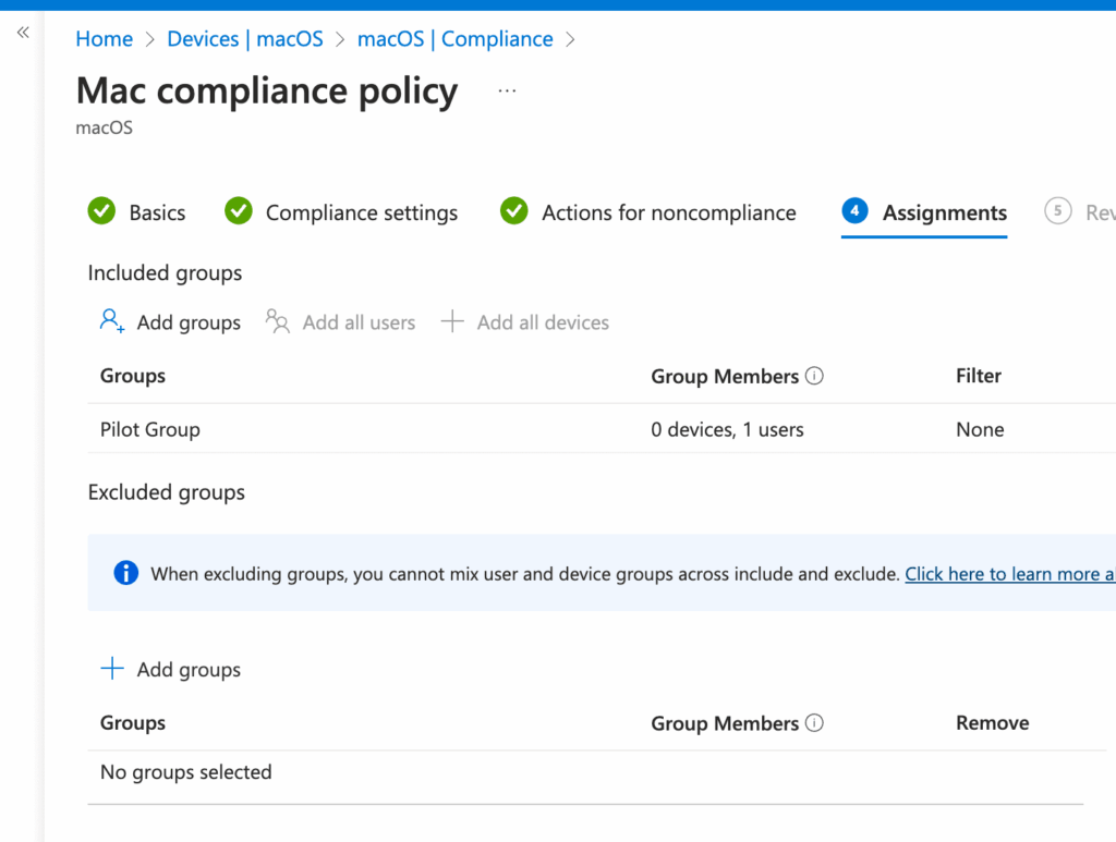 compliance policy assignments