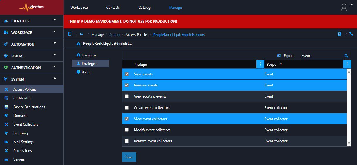 Access Policies in Application Workspace - notice a difference