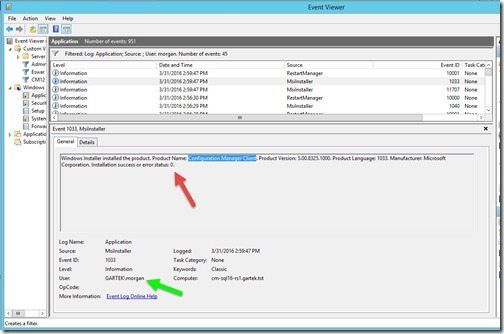 Determine Who Installed the ConfigMgr Client from Event Viewer-Event Viewer