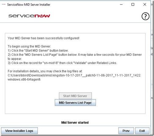 ServiceNow MID Server - Started