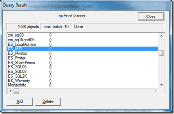 image Deleting a WMI Class - Query Result