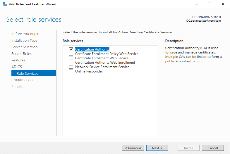 Add Roles and Features wizard