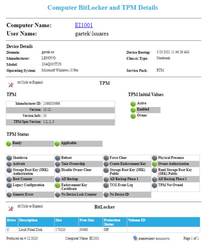 BitLocker and TPM Status Dashboard - Details Report