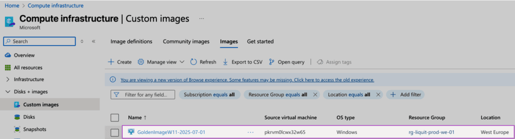 A new golden image, named according to your convention and ready to deploy fresh AVD session hosts