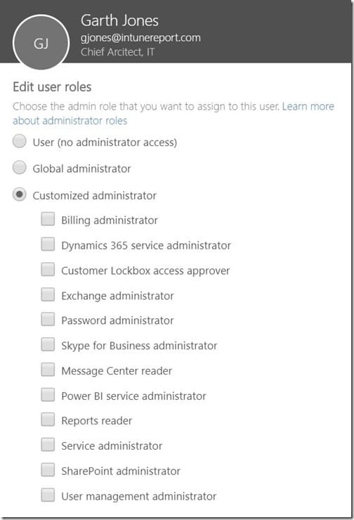 Intune Service Administrator - Office365 portal