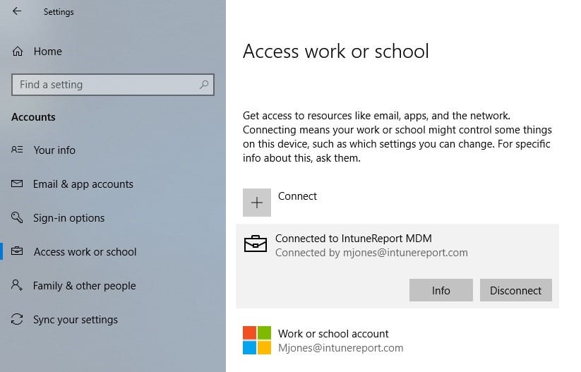 Remove Intune - Access Work or School Remove Intune - Access Work or School