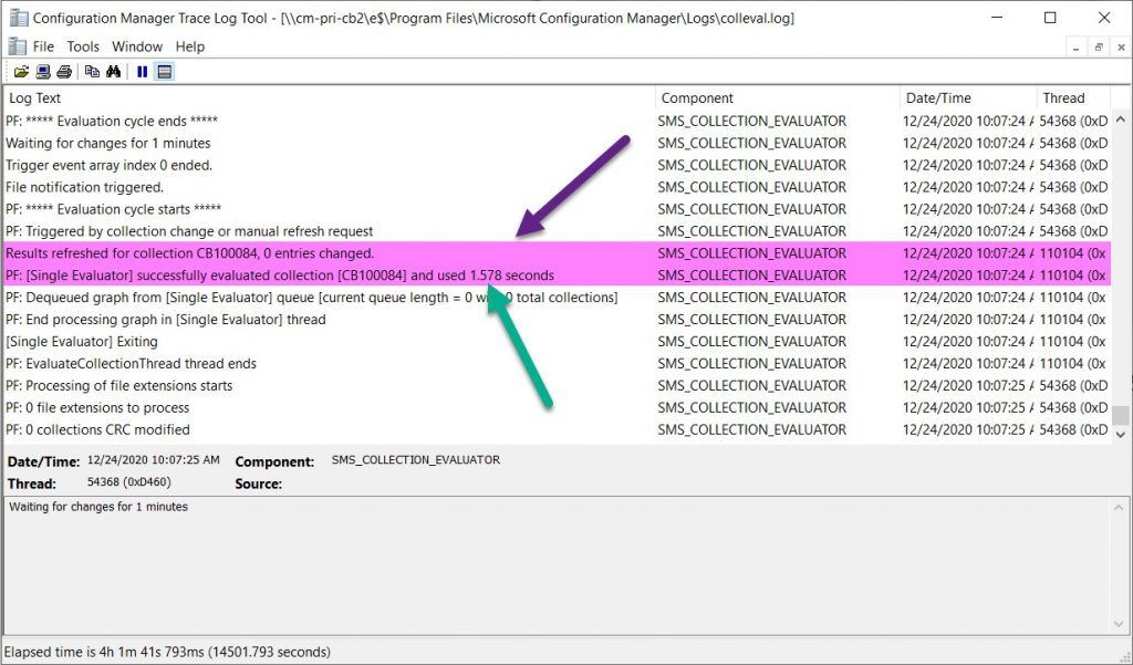 Collection Evaluation Viewer - Log Text