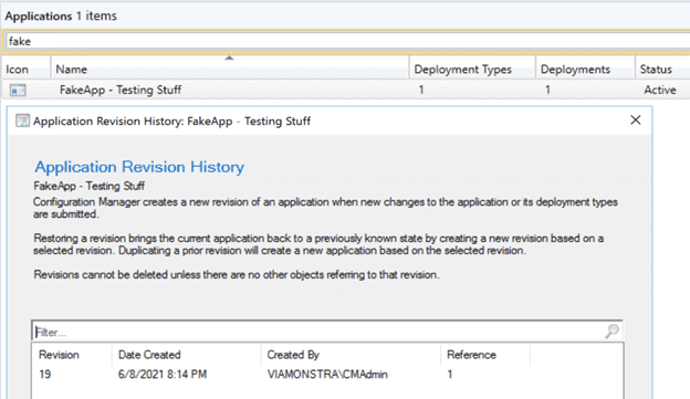 Application Revision History - Results