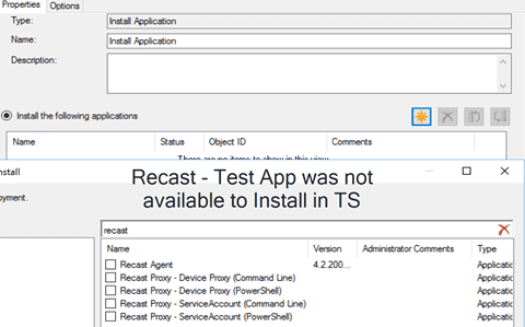 Why an App Is Not Available to Use in a Task Sequence
