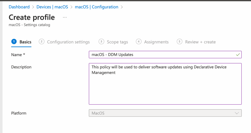 Declarative Device Management - Create Profile