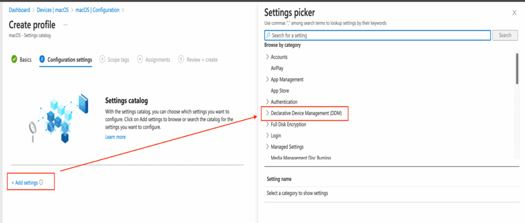 Declarative Device Management - Settings