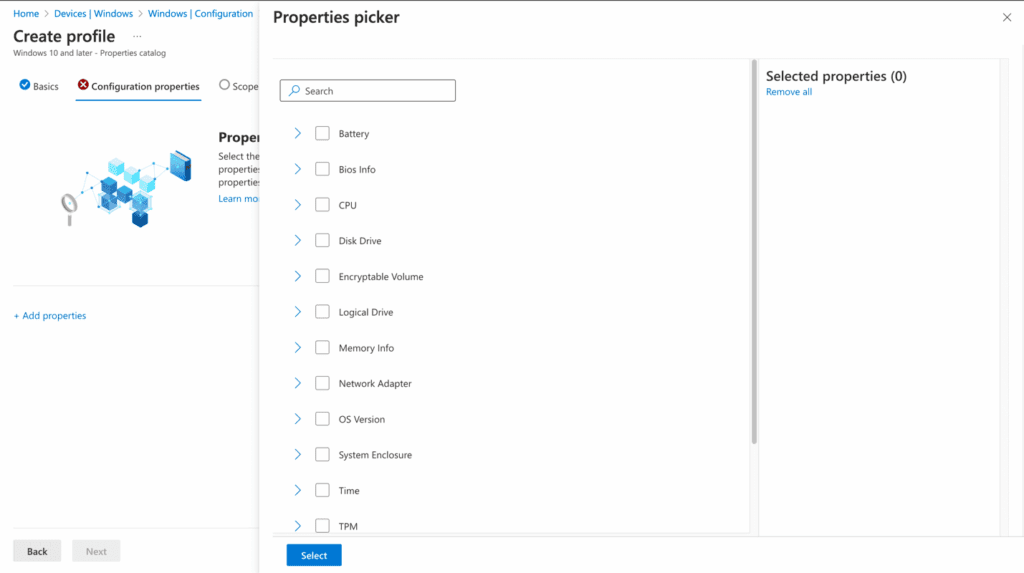 Device Hardware Inventory - Properties List