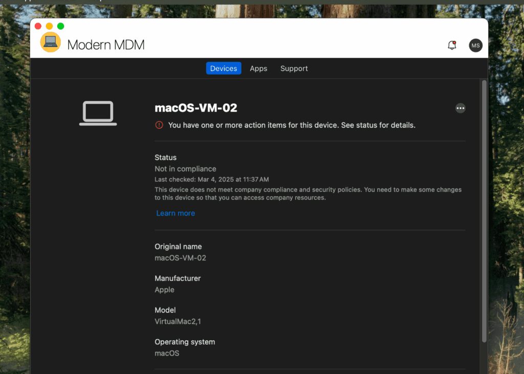 Intune admin center verification method