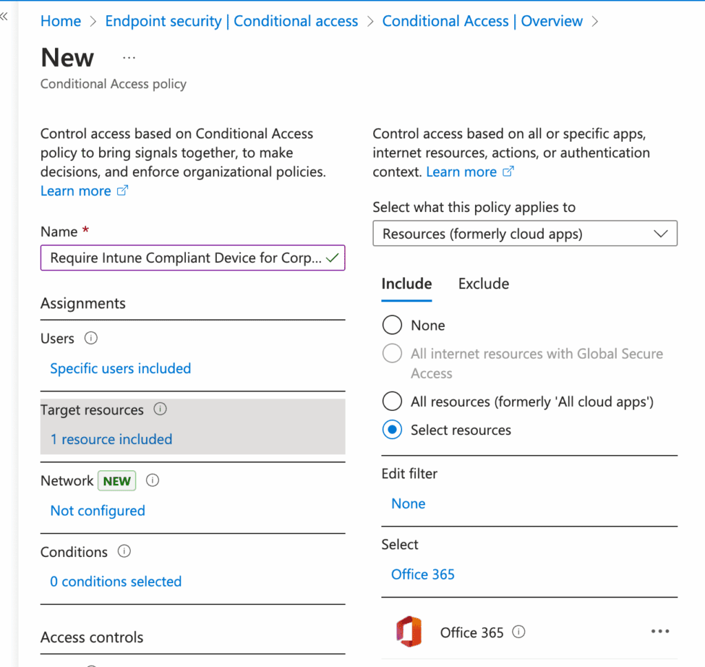 Block Unmanaged macOS Devices - target resources