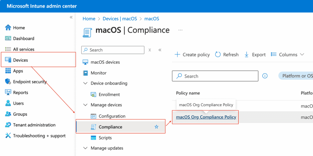 Verifying device compliance policy