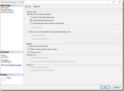 How to Backup Your ConfigMgr Database Using SQL Server-Step 5 How to Backup Your ConfigMgr Database Using SQL Server-Step 5