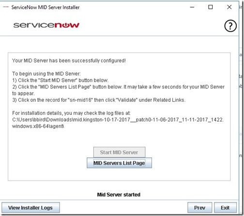ServiceNow MID Server - Started