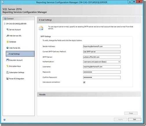 Subscribe to SCCM Reports - Email Settings