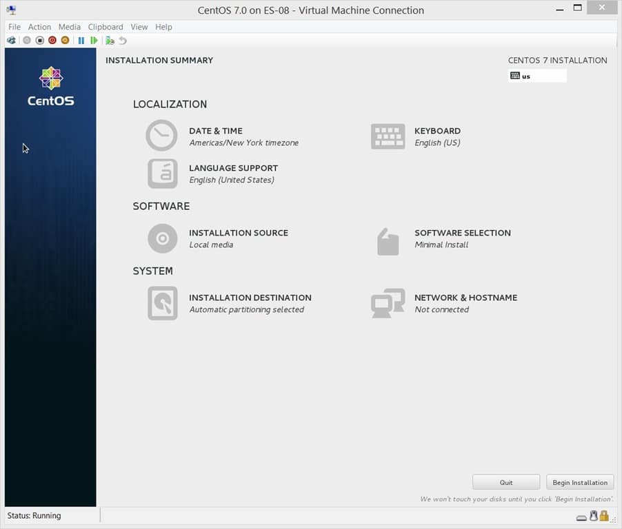 How to Install a CentOS 7 Linux Virtual Machine-Network and Hostname