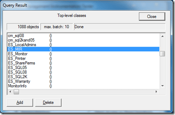 Deleting a WMI Class - Query Result