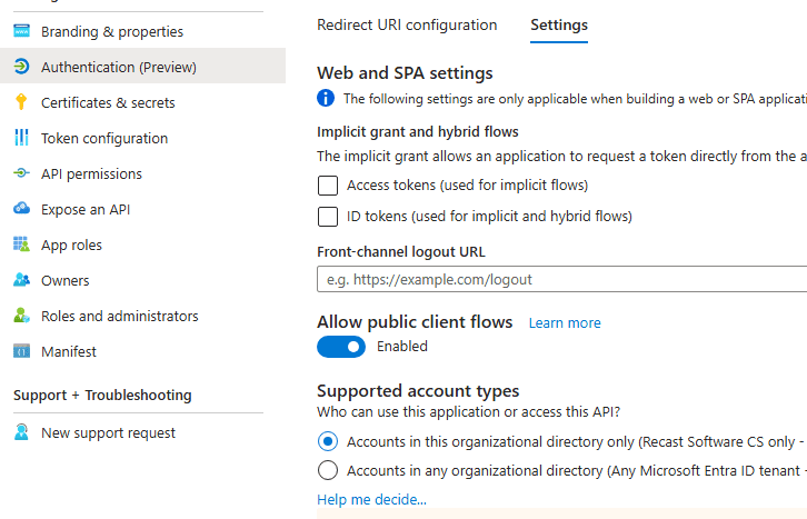 Delete Win32 app dependencies in Intune - Authentication Settings