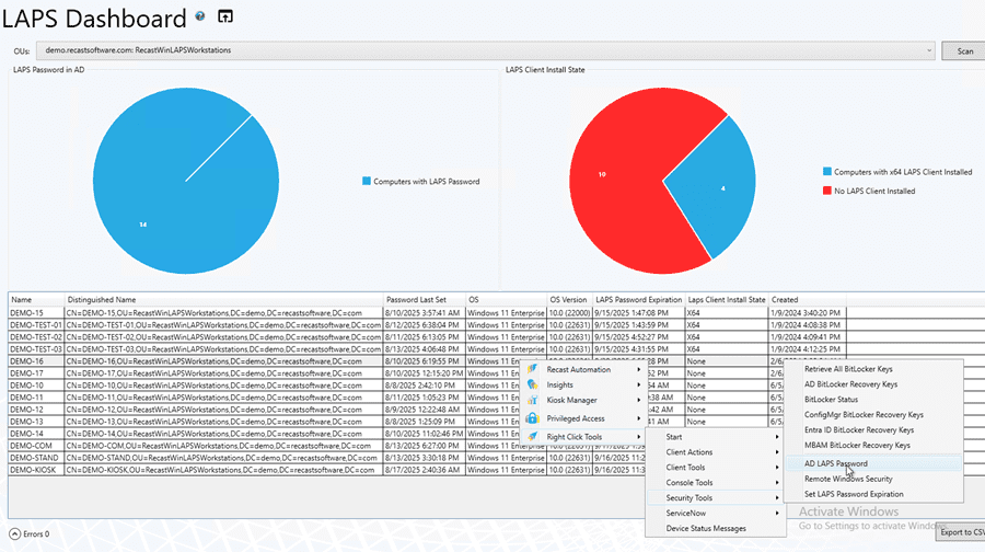LAPS Dashboard - Permission granted