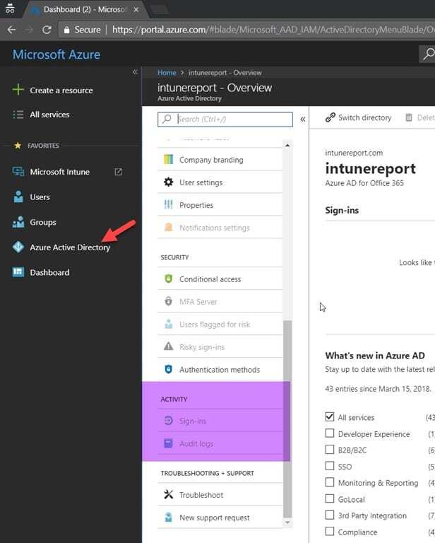 Remove Intune - Activity Section