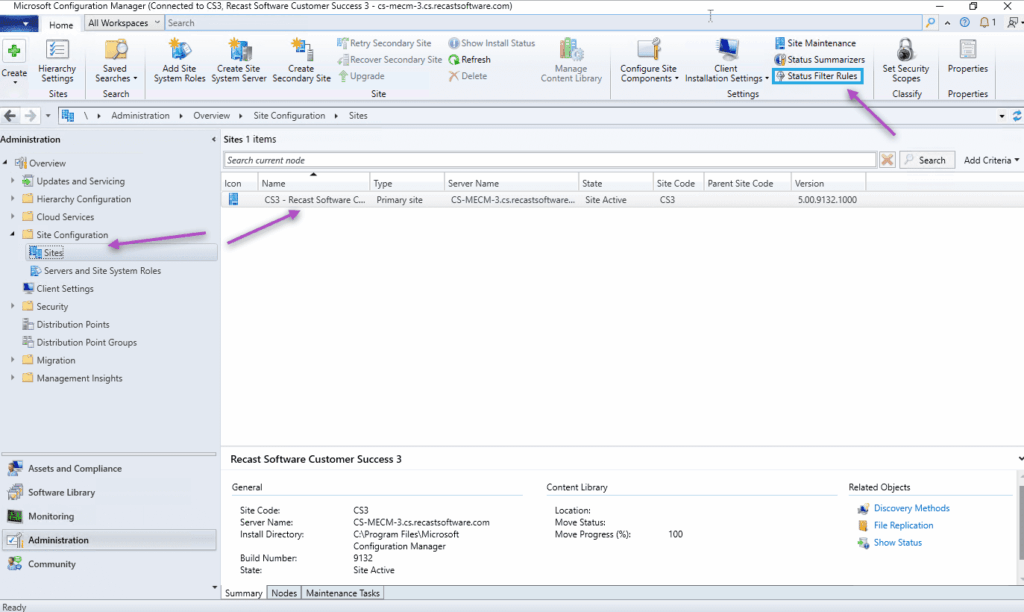 Status Filter Rules - Location