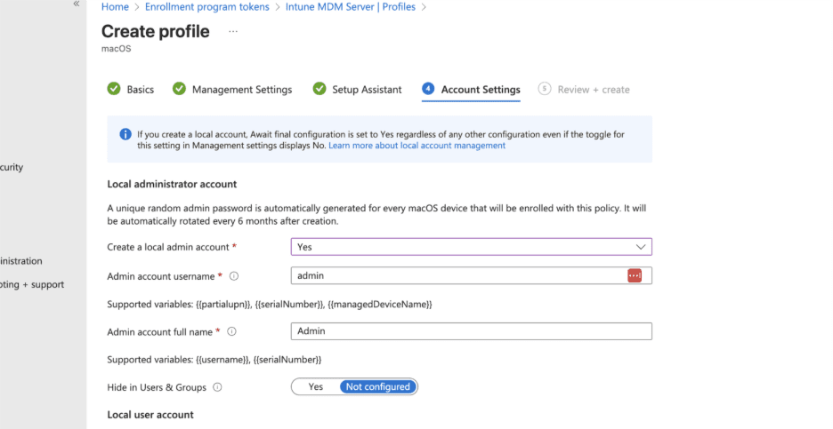 macOS LAPS - Account Settings