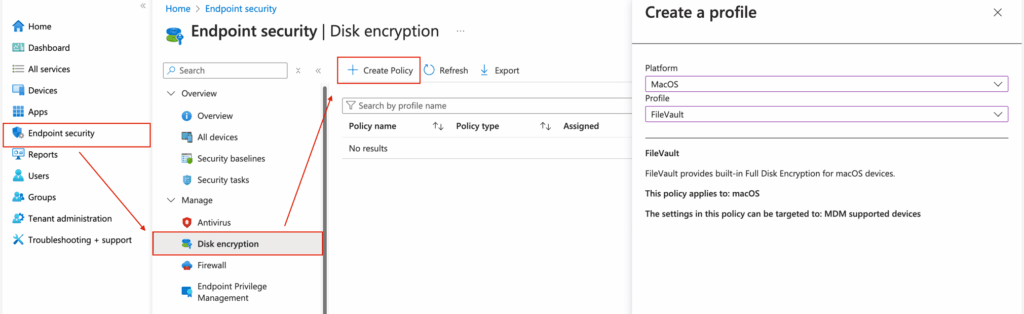 Enable FileVault - Policy Creation