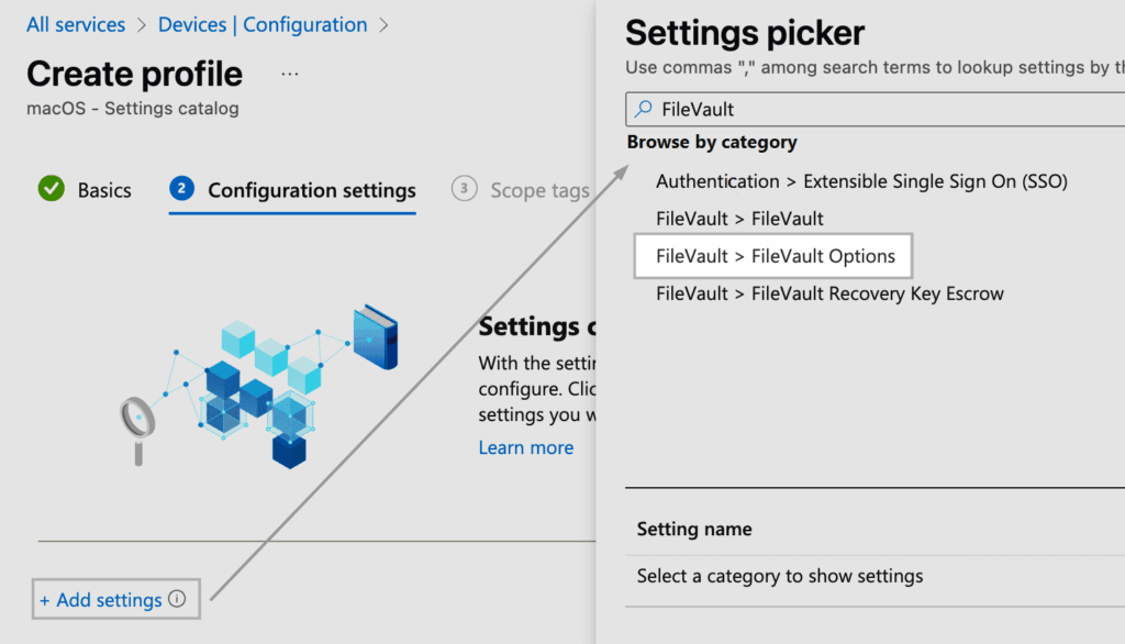 FileVault Settings Picker