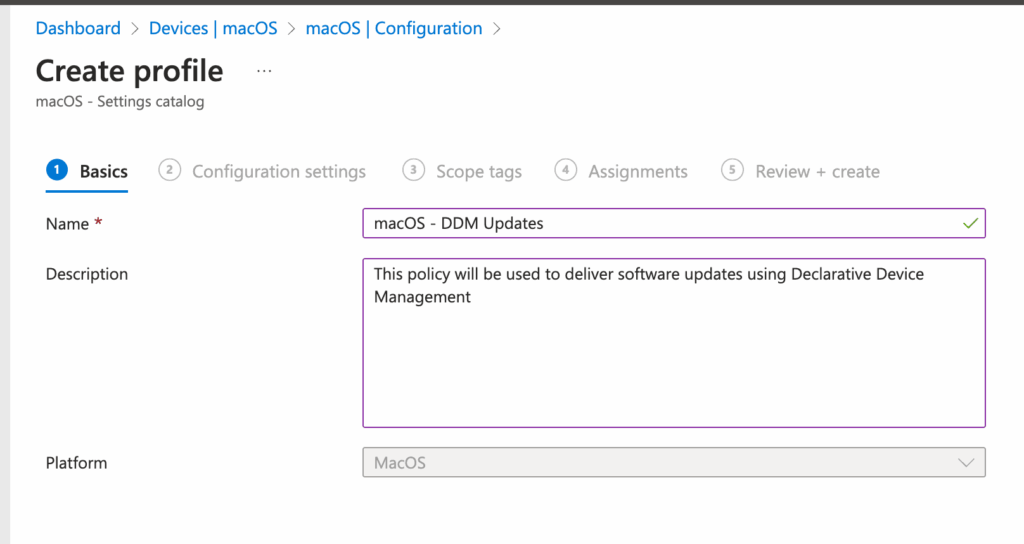 Declarative Device Management - Create Profile